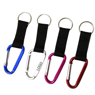 Size 7 Aluminum Carabiner Keychain With Webbing Strap