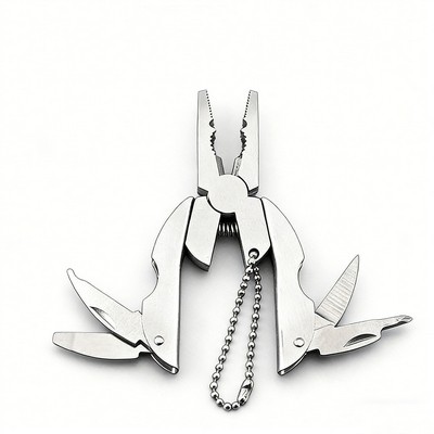 Stainless Steel Turtle Multi-Tool Pliers, Mini Folding Combination Pliers with Nylon Pouch