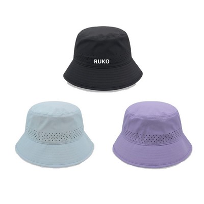 Performance Bucket Hat with Laser Cut Mesh Band - Microfiber