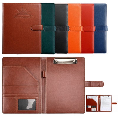 A4 leather magnetic clasp folder Padfolio