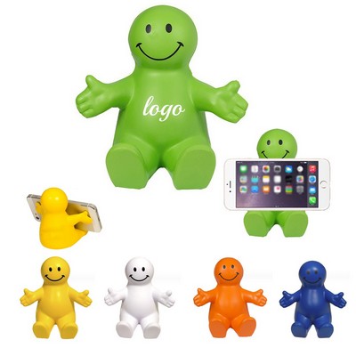 4" Fun Colorful Squeezable Smile Face Guy Phone Holders