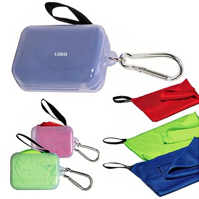 Sports Cooling Towel in Portable Carabiner Storage Case