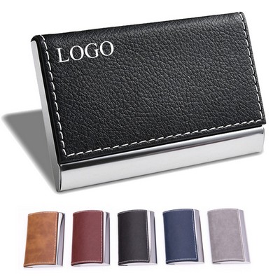 PU Leather Name Card Wallet With Magnetic Closure