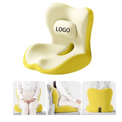 Custom Breathable Memory Foam Integrated Lumbar Support Seat Cushion For Office