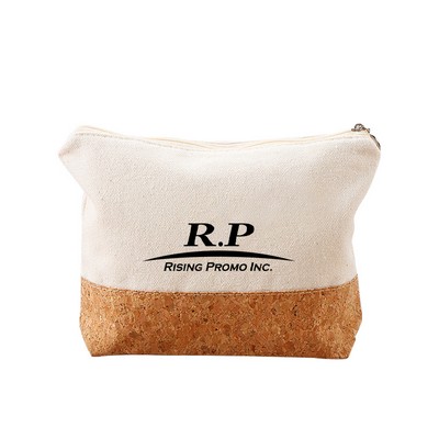 Natural Canvas Cork Splicing Makeup Bag