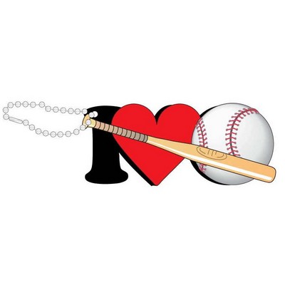 I Love Baseball w/ Bat Promotional Key Chain w/ Black Back (8 Square Inch)