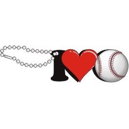 I Love Baseball Promotional Key Chain w/ Black Back (4 Square Inch)