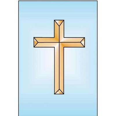 Gold Cross Rectangle Badge w/ Bar Pin (2 1/2"x3 1/2")