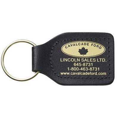 Bonded Leather 2 Sided Sewn Small Rectangle Key Tag (2 7/8"x1 5/8")