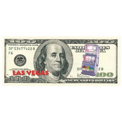 Vegas Slot Machine on $100 Bill Maxi Magnet (2 Square Inch)