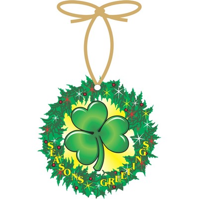 Shamrock Promotional Wreath Ornament w/ Black Back (2 Square Inch)