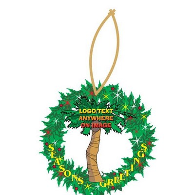 Palm Tree Promotional Wreath Ornament w/ Black Back (12 Square Inch)