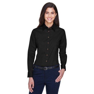 Harriton Women's Easy Blend™ Long Sleeve Twill Dress Shirt w/Stain-Release