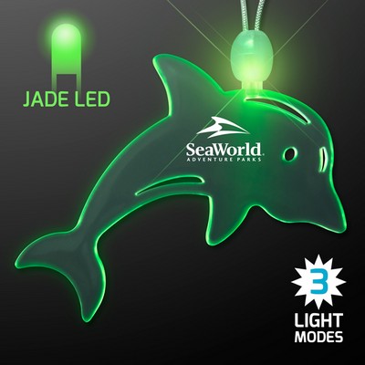 Acrylic Dolphin Shape Necklace with Green LED - PRINTED