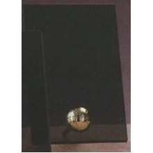 Smoked Glass Plaque Award w/Gold Basketball Accent & Gold Plastic Mounts (7"x9.5")