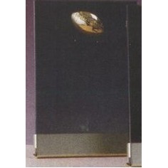 Smoked Glass Plaque Award w/Gold Football Accent, Gold Plastic Mounts & Base (5"x7.5")