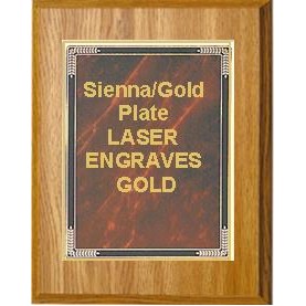 Oak Plaque 7" x 9" - Sienna Marble Mist 5" x 7" Plate