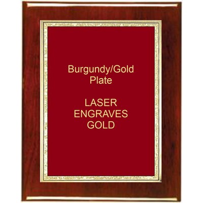 Rosewood 7" x 9" Piano Finish Plaque - With 5" x 7" Red/Gold Florentine Plate
