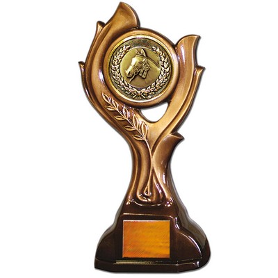 Stock 15" Victory Trophy- 2" Horse Coin With Engraving Plate