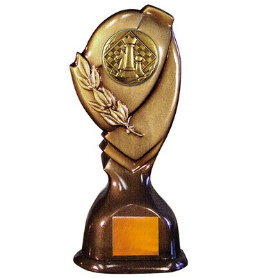 Stock Classic 10" Trophy with 2" Chess Coin and Engraving Plate