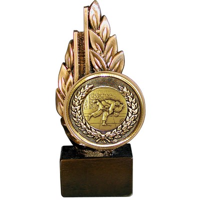 Stock Laurel 9" Trophy with 2" Judo Coin and engraving plate