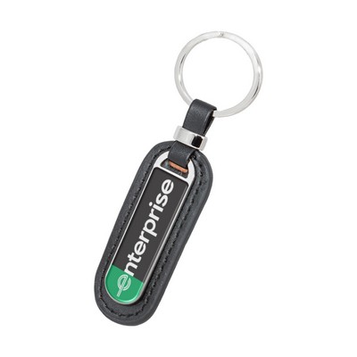 Union Printed - Leatherette Metal Keychain with Full Color Dome Print