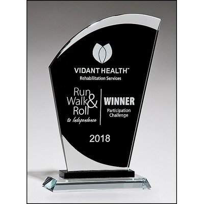 Sail-Shaped Glass Award w/Black Center (6"x 9.5")