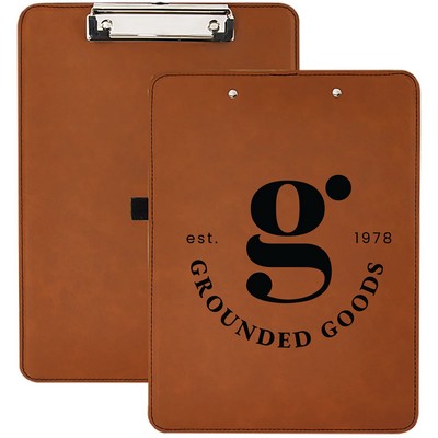 9" x 12 1/2" Rawhide/Black Leatherette Clipboard