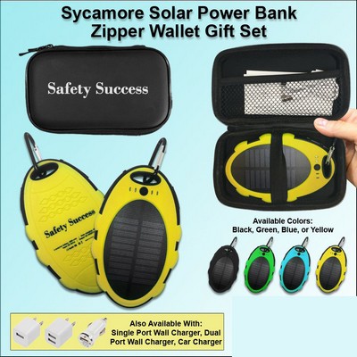 Sycamore Solar Power Bank Zipper Wallet Gift Set 3000 mAh - Yellow