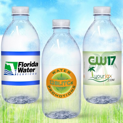 12 oz. Custom Label Spring Water w/ Flat Cap - Clear Bullet ECO Bottle