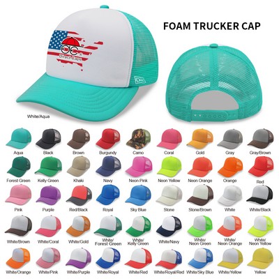 5 Panel High Profile Foam Mesh Back Trucker Cap