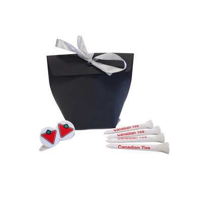 Black Retro Mini Box w/ 15 Golf Tees + 2 Markers