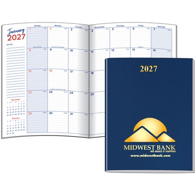 Large Deluxe Monthly Planner Stitched to Leatherette Cover
