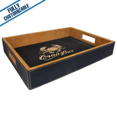 Black & Gold Leatherette - 16X12" Serving Tray