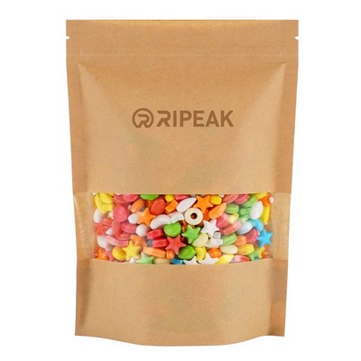 11.9 x 15.8" Kraft Bag with Window Stand Up Ziplock Seal Paper Bag Resealable Food Storage Pouch