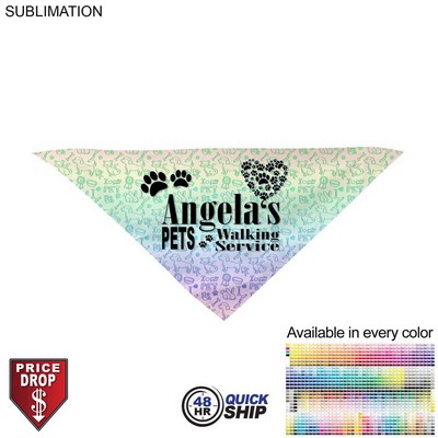 48 Hr Quick Ship - Medium Dog Bandana, Stitched Edges, Sublimated Edge to Edge (19"x19"x27")