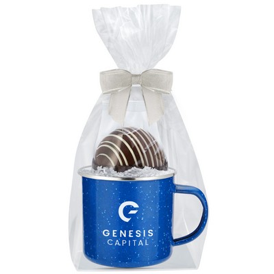 Promo Revolution - 16 Oz. Specked Camping Mug Gift Set w/ Milk Mega Hot Chocolate Bomb