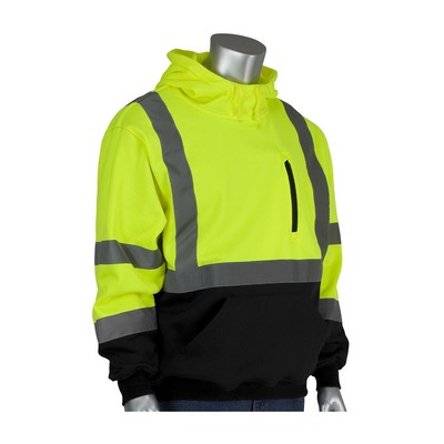 PIP® Class 3 Hooded Pullover Hi-Viz Sweatshirt w/Black Bottom