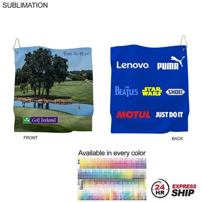 24Hr Express Ship-Microfiber Suede Shammy Golf Towel, Nofold, Sublimated 2 Side Finish Size 15"x15"