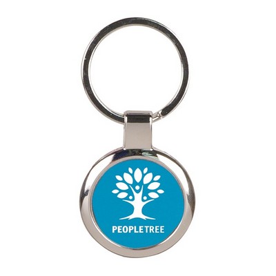 3" Blue Round Keychain