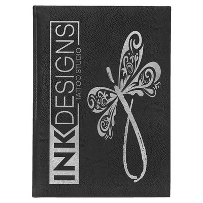 7" x 9 3/4" Black/Silver Leatherette Sketch Book-Unlined Paper