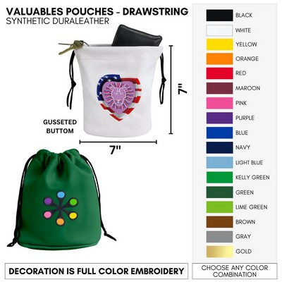 Leather Valuables Drawstring Pouch Your Logo