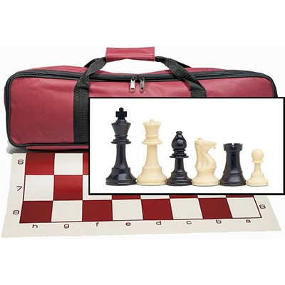 Travel Tournament Chess Set, 20" Board, Chess Bag, 3.75" King