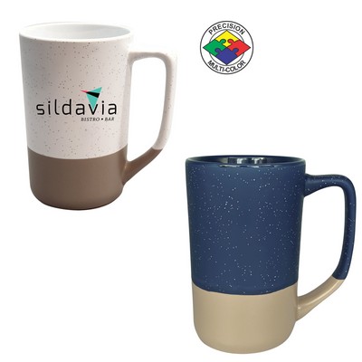 16 Oz. Tall Phoenix Cafe Mug - Satin Speckled Midnight Blue & Gray Base - Dishwasher Safe Spot Color