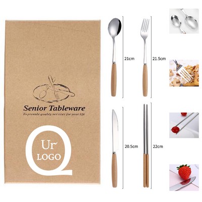 Spoon Fork Flatware Set W/ Chopsticks