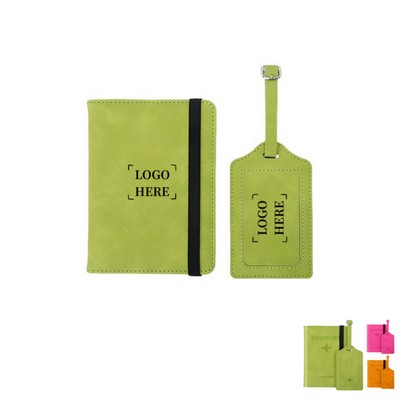 Leather Passport Holder with Luggage Tag Cover