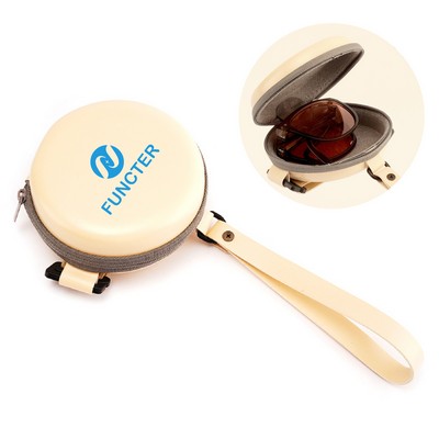 EVA Hard Shell Portable Sunglasses Case Round Eyeglass Case w / Wristband
