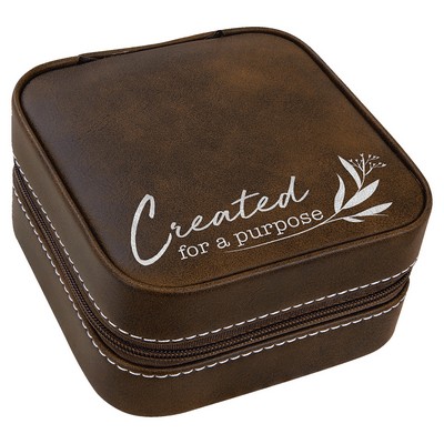 Leatherette Travel Jewelry Box with Black Lining