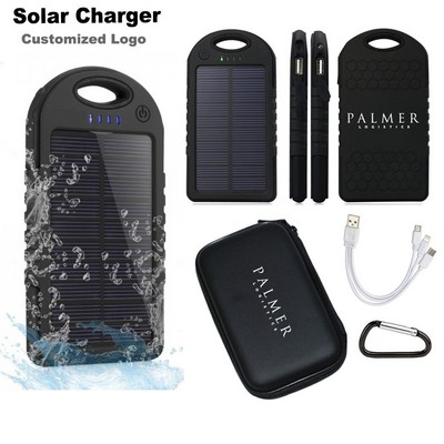 Portable Solar Charger Power Bank Travel Gift Set 5000mah