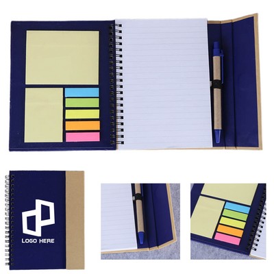 Spiral Notebook W/ Sticky Notes And Pen